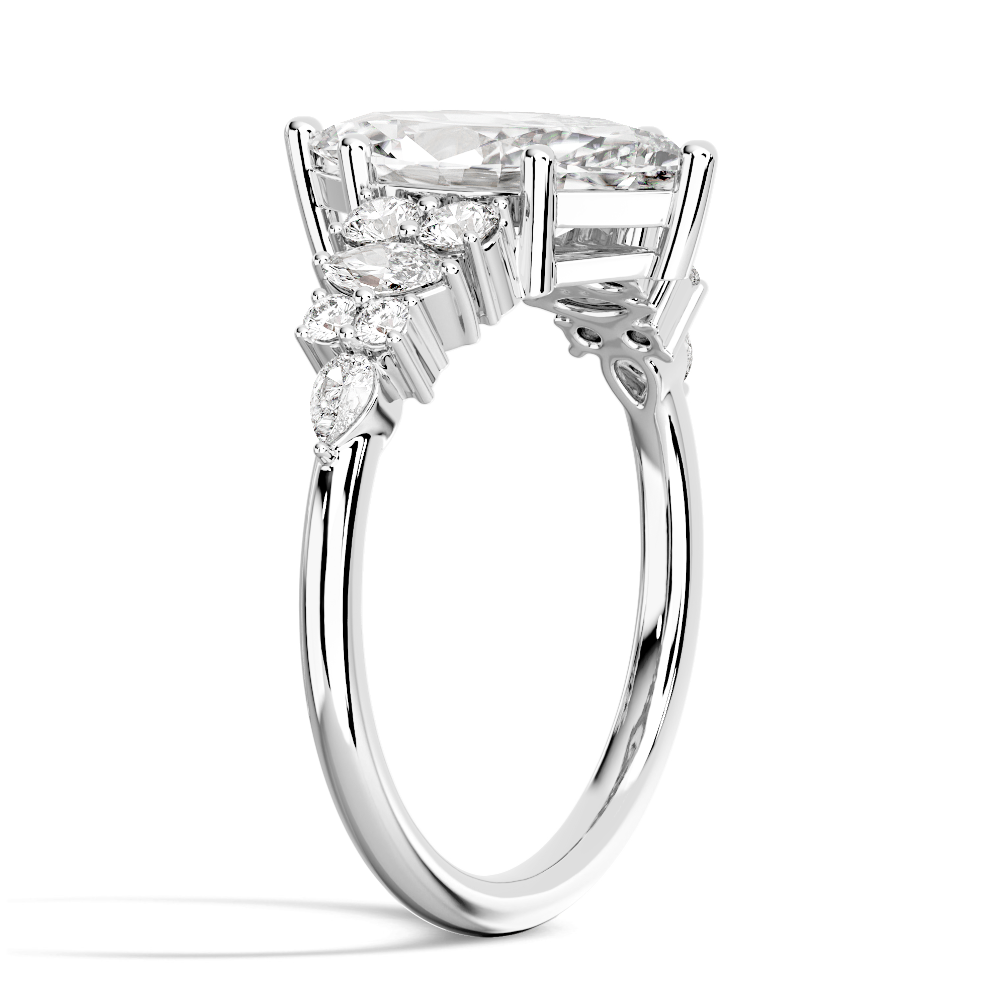 14K Yellow Gold Hudson Engraved Three Stone Diamond Ring (1/3 ct. tw.) — Side profile