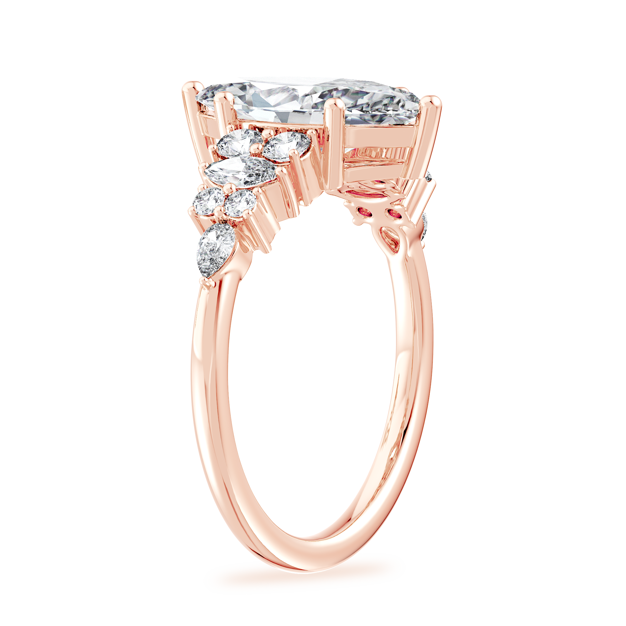 14K Yellow Gold Luxe Opera Three Stone Diamond Ring (1 1/3 ct. tw.) — Side profile