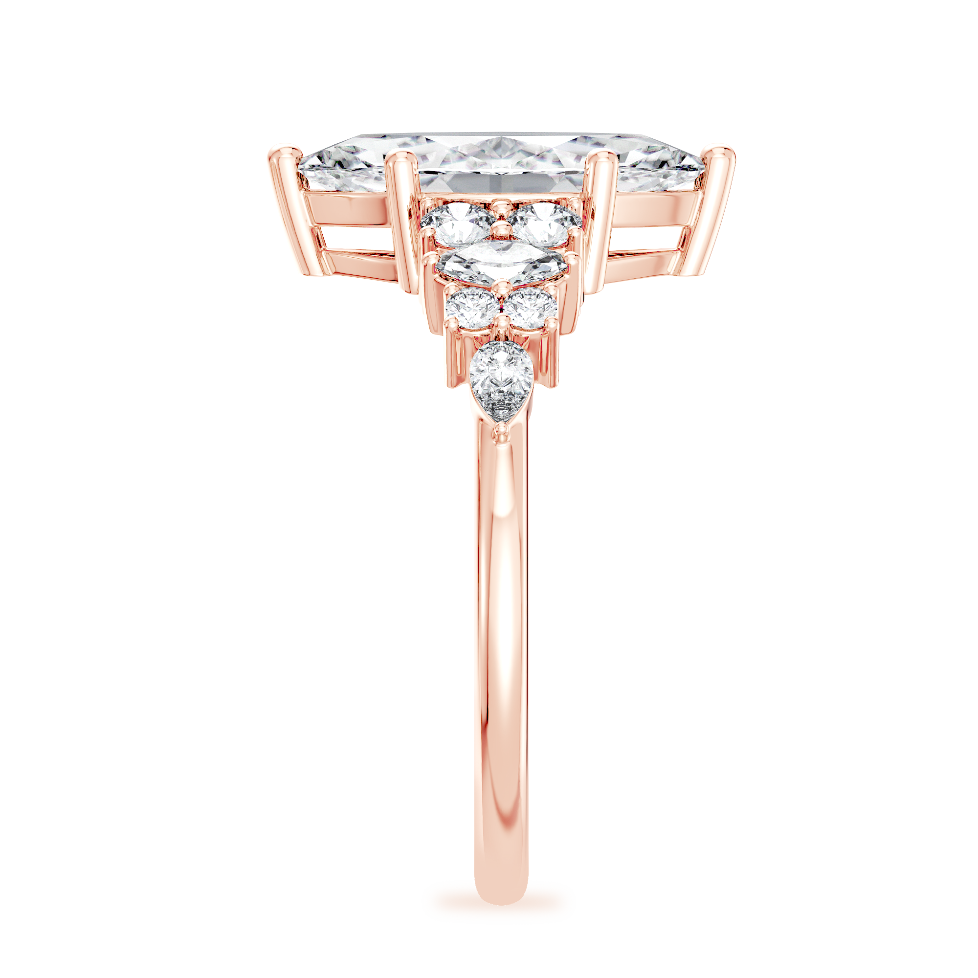 14K Yellow Gold Luxe Opera Three Stone Diamond Ring (1 1/3 ct. tw.) — Back view