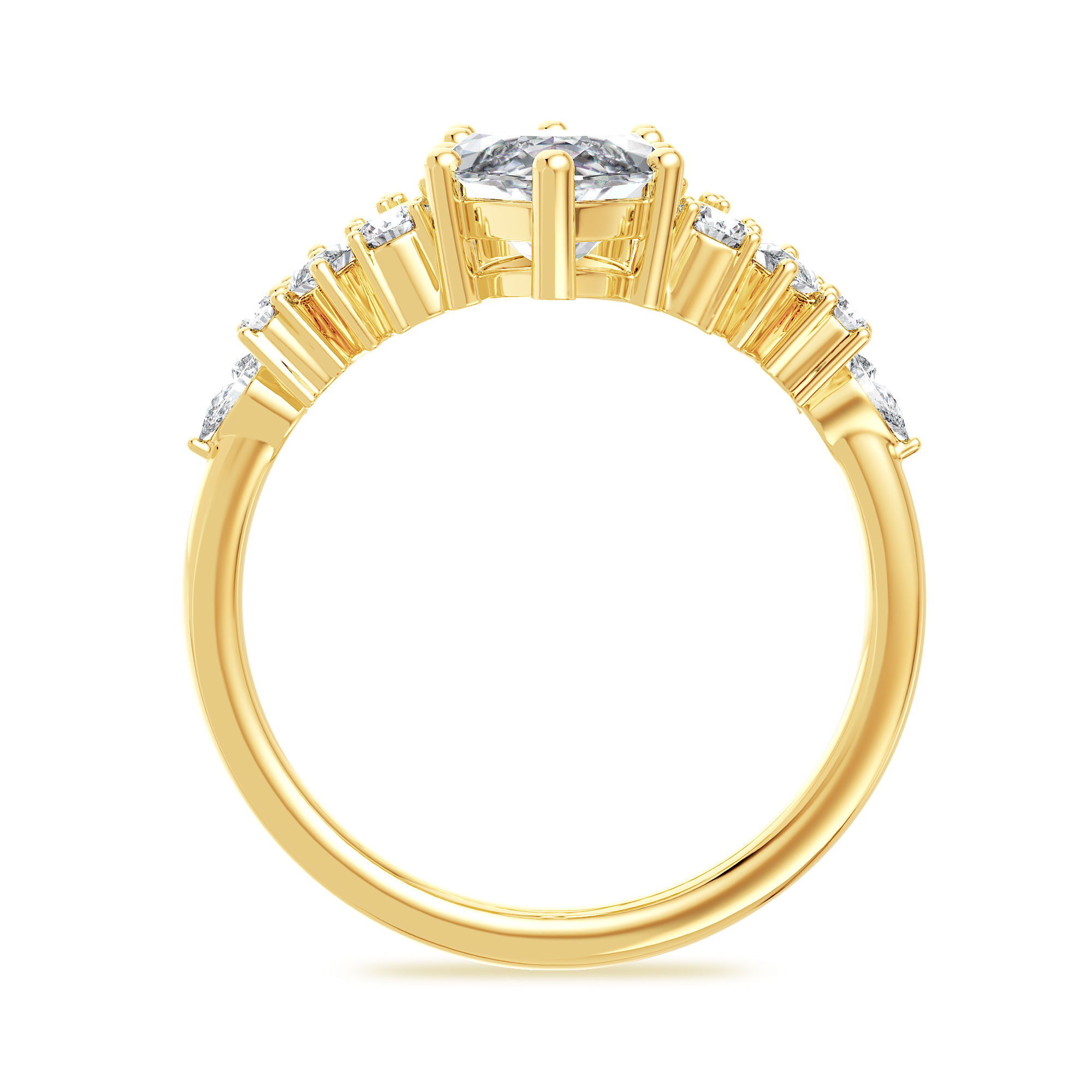 14K Yellow Gold Luxe Opera Three Stone Diamond Ring (1 1/3 ct. tw.) — On-hand