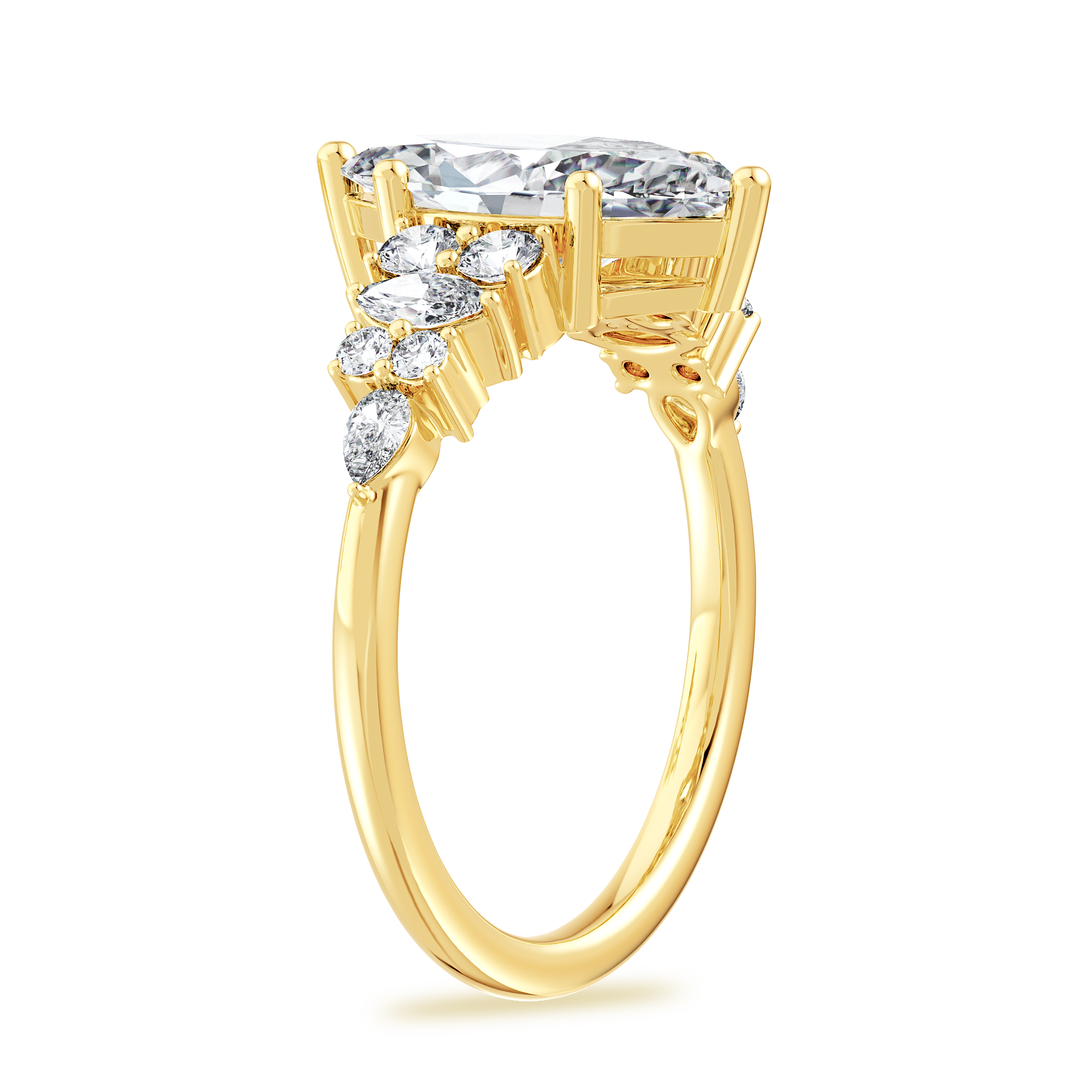 14K Yellow Gold Luxe Opera Three Stone Diamond Ring (1 1/3 ct. tw.) — Side profile