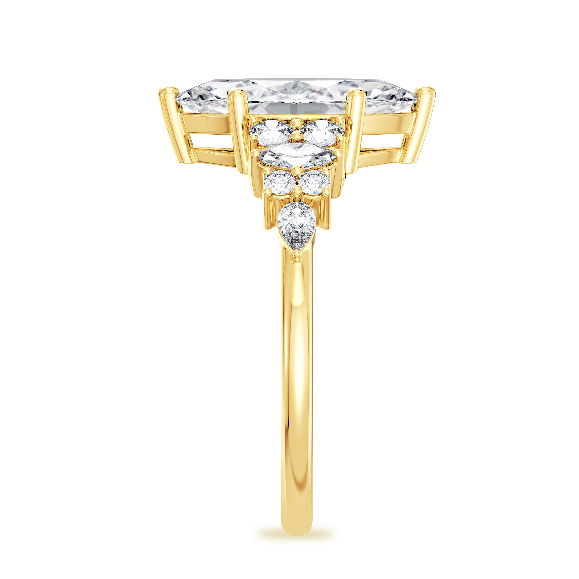 14K Yellow Gold Luxe Opera Three Stone Diamond Ring (1 1/3 ct. tw.) — Back view
