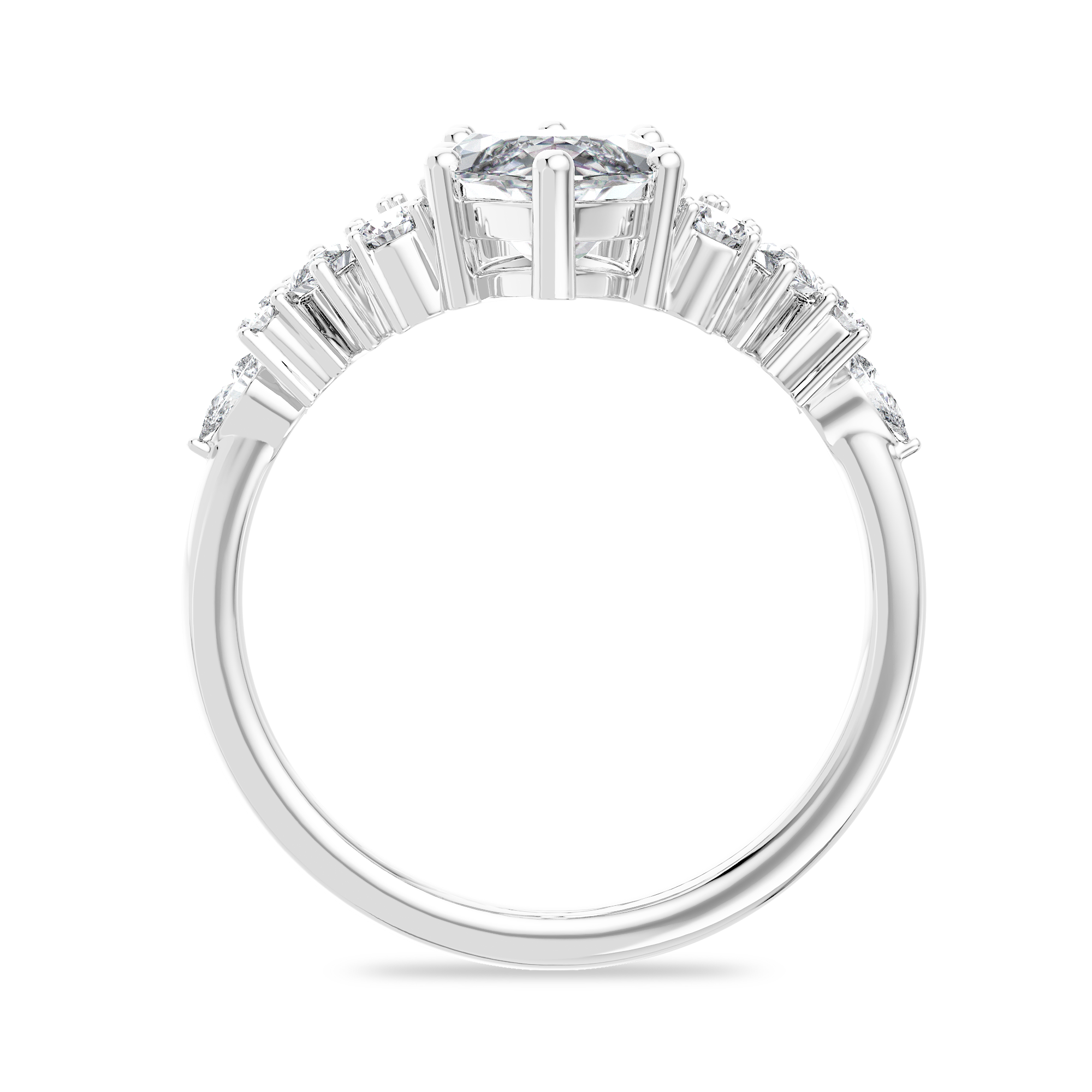 14K Yellow Gold Luxe Opera Three Stone Diamond Ring (1 1/3 ct. tw.) — Side profile