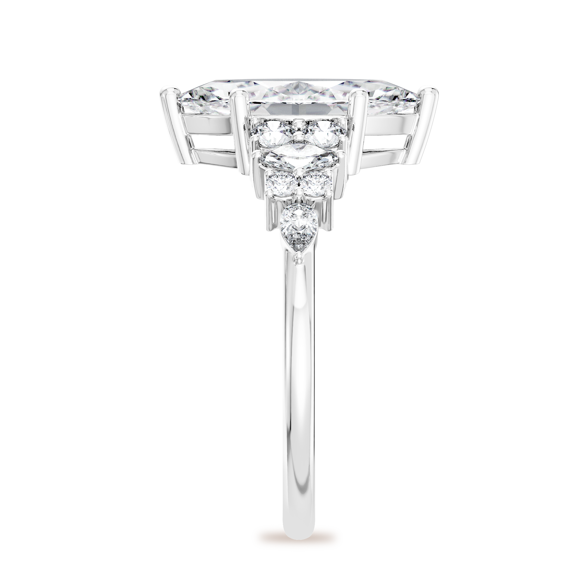 14K Yellow Gold Luxe Opera Three Stone Diamond Ring (1 1/3 ct. tw.) — Back view