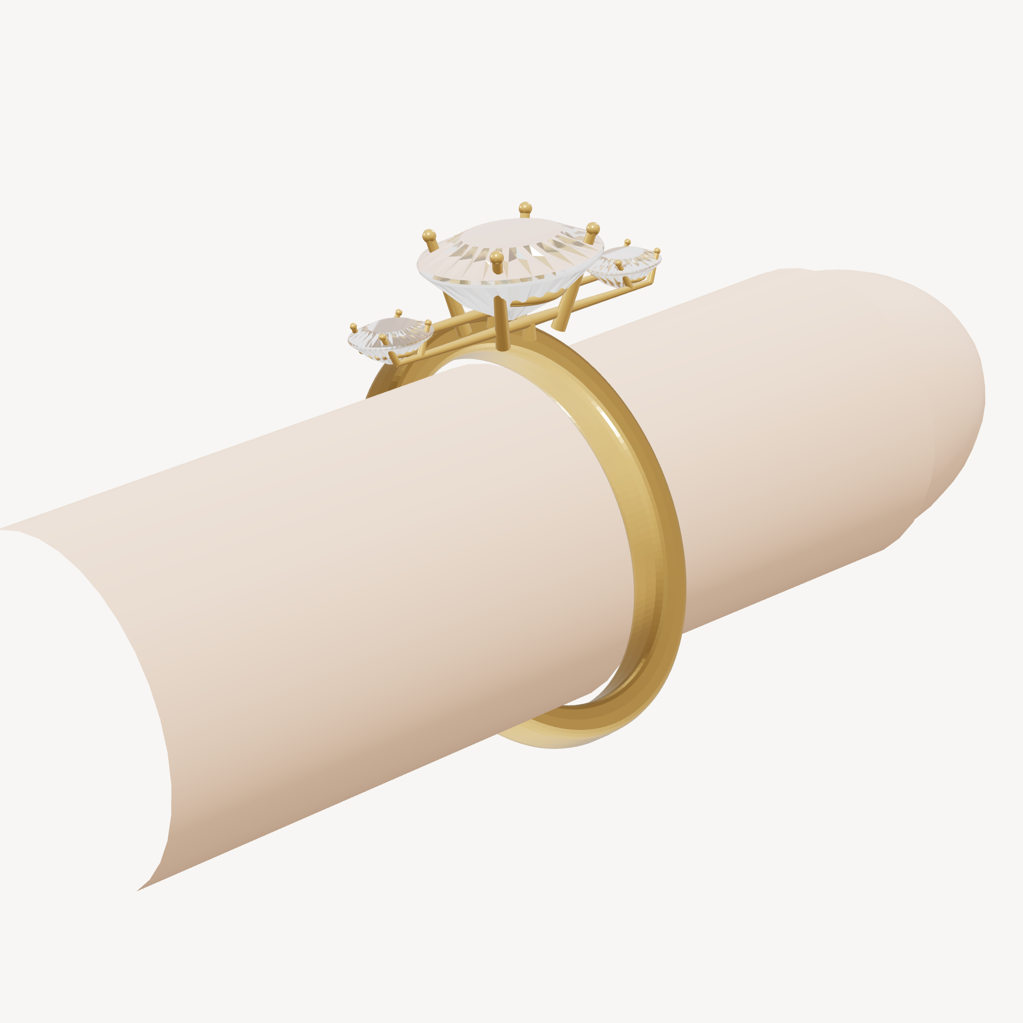 Trilogy Three-Stone Diamond Ring — On-hand