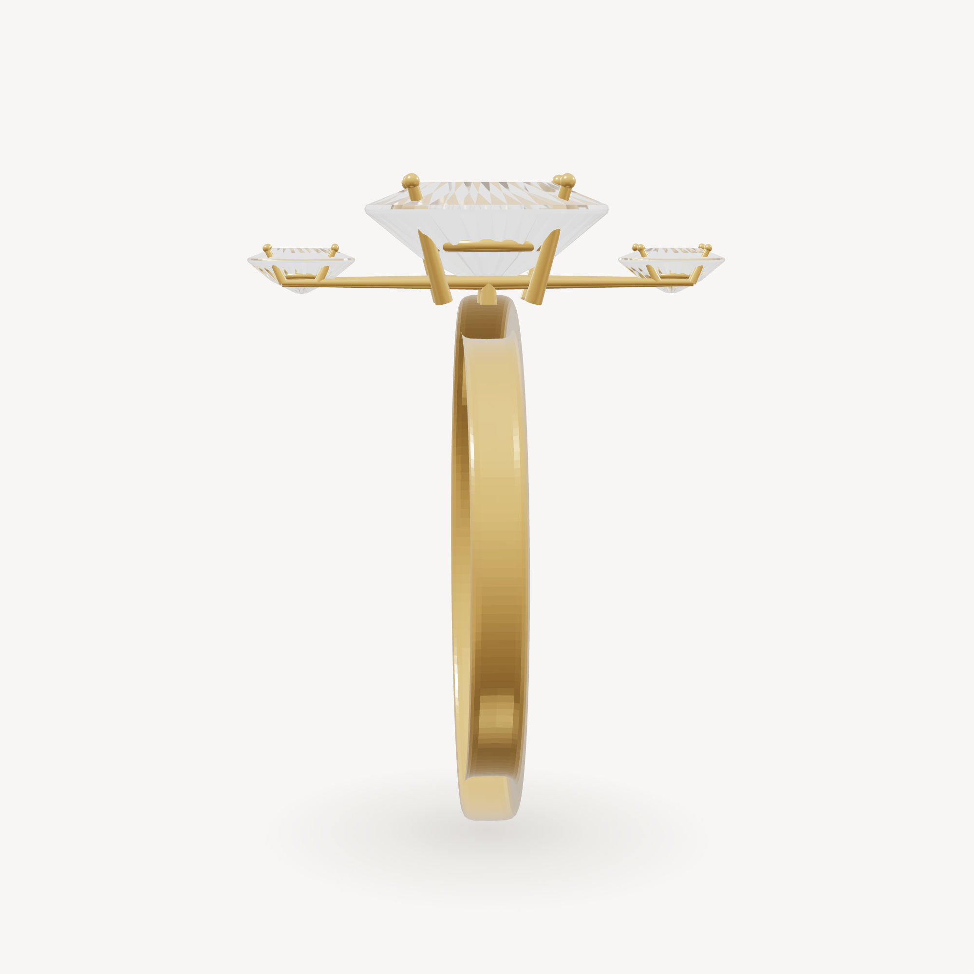 Trilogy Three-Stone Diamond Ring — Side profile
